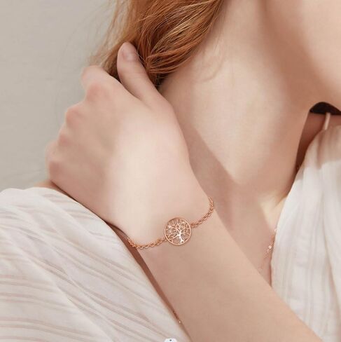 AEONSLOVE 925 Sterling Silver Tree of Life Bracelets for Women, Tree of Life Jewelry, Gifts for Mom Wife Grandma Sister in Kuwait