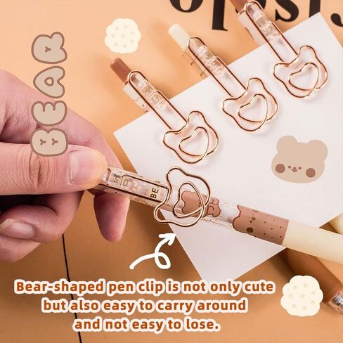 UIXJODO Cute Bear Pens, 6 Pcs, 0.5mm Black Ink, Smooth Writing, Retractable, Wax Protection, Classic Design in Saudi Arabia