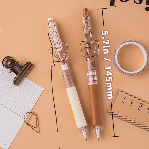 UIXJODO Cute Bear Pens, 6 Pcs, 0.5mm Black Ink, Smooth Writing, Retractable, Wax Protection, Classic Design in Saudi Arabia