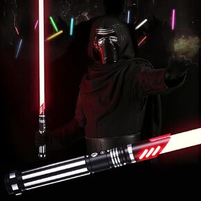 Dueling Lightsaber for Adults- Smooth Swing RGB Real Light Saber 10 Sounds Font Volume Adjustable Force FX Lightsabers Metal Hilt Adult Lightsaber（Black）