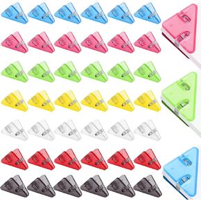 42PCS Triangular Transparent File Corner Clip Translucent Colored Paper Clips Cute Plastic Bunder Clip for Office Staff Student Teacher Prevent Book Corner Curling