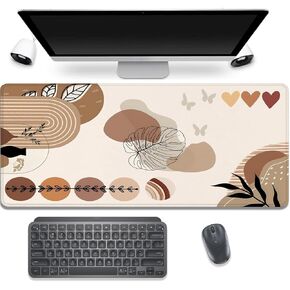 Rainbow Spring Flowers Desk Pad Mouse Pad,Floral Prints Extended Large Gaming Mouse Mat with Stitched Edges,Non-Slip Waterproof Rubber Base Mousepad for Office Work Home Desk Mat(27.5X11.8 in)