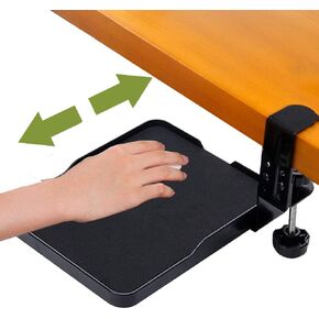FUZADEL Ergonomic Mouse Tray Attachment Mouse Platform Slide Out Clamp On Under Desk (Black)