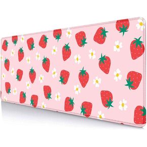 Colorful Flowers Large Mouse Pad Mat, Pink Blue Yellow and Green Pattern Desk Mat, Watercolor Beautiful Floral Computer Desk Pad for Office, Nonslip Laptop Desk Accessories, 31.5x11.8 in