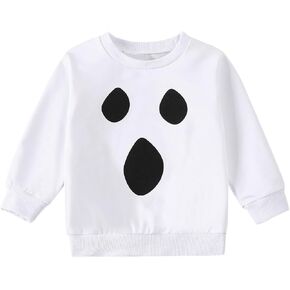 طفل رضيع صبي فتاة هالوين الزي شبح الوجه Crewneck البلوز المتضخم السترة أشباح زي الملابس