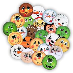 Holiday Faces Freshie Cardstock 2.5" Rounds Cutouts | 24 Pack Snowman,Grouch, Scarecrow, Halloween, Witch, Turkey Mixed Pack Christmas Bulk Oven Safe Silicone Mold