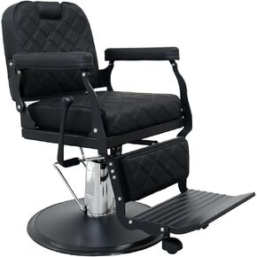 Heavy Duty Vintage Barber Chair，Hydraulic Salon Chair with Headrest for Hairdressers Heavy Tattoo Shampoo Beauty Salon Equipment(Black)