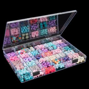 Udefineit 36 Grids Plastic Empty Jewelry Organizer Box, Highly Transparent Storage Container for Rings Earrings Diamond Nail Display Case, Double Buckle Art Craft Bead Storage Box with Fixed Dividers