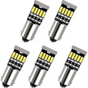 AWALITED 5pcs BA9S Led Car Bulb BA9 1895 1891 53 57 Led Car Bulb, 15SMD 4014 Chips 6000K White 47830 64111 3893 LED Car Bulb for Car Interior Dome Map License Plate Glove Box Light etc (5pcs)