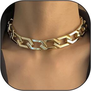 YOOESTORES82 Chunky Gold Cuban Chain Choker Necklaces,Trendy Punk Hip Hop Style Link Chain Necklaces,Dainty Exaggerated Accessories Jewelry Gifts for Women