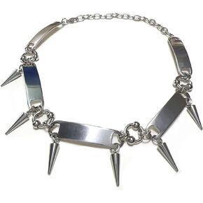 Studded Choker Necklace For Women Men Barbed Wire Punk Goth Spike Chunky Silver Necklace For Festival Holiday Party Accessory