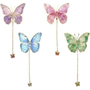 Metal Bookmarks 4 PCS, Uideyvi Beautiful Bookmarks for Women, Bookmarks for Reading Women, Four Colors Butterfly Bookmark(BKM-029)