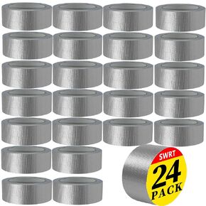 SWRT 24-Pack Silver Heavy Duty Duct Tape Strong Adhesive, 2 Inch x 720 Yd Duct Tape Heavy Duty Waterproof All Weather Gray Duct Tape No Residue Sealing & Patching for Indoor&Outdoor Repair