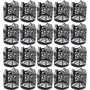 50 قطعة من أغطية الشموع لعيد الهالوين، أغطية زخرفية على شكل ضوء الشاي، حامل شموع ورقية من شبكة العنكبوت لبطارية LED، شموع تيلايت، ديكورات حفلات الهالوين in Kuwait