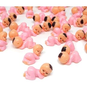 yueton 50PCS 1 inch Mini Plastic Babies, Funny Little Baby Ornament, King Cake Babies Embellishment, for Baby Shower Ice Cube Games, Party Favor Decorations, Party Decorations