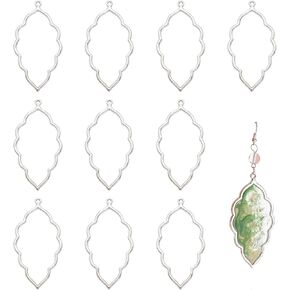 CHGCRAFT 20pcs Alloy Open Back Bezel Pendants Leaf Shape Pendant Resin Frame Pendant for Resin Pressed Flower DIY Earrings Necklace Bracelet Jewelry Making 65x35x2.5mm, Antique Silver