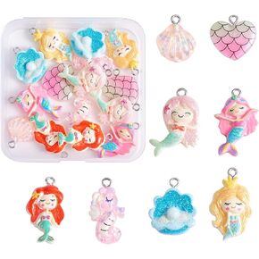 32 Pieces Unicorn Charms Pendant Opaque Resin Unicorn Charm Animal Pendant with Glitter Powder for Jewelry Necklace Earring Making Crafts