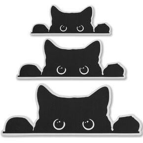 Sibba Peeking Sneaky Cat Sticker 3 Pcs Funny Car Decal Stickers Vinyl Waterproof Bumper Stickers Cute Exterior Accessories Black Sticky Cover Adhesive for Box Laptop Wall Cup Cooler