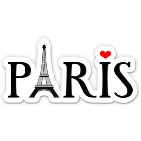 Paris Eiffel Tower Cute Travel - 3" Vinyl Sticker - for Car Laptop I-Pad Phone Helmet Hard Hat - Waterproof Decal