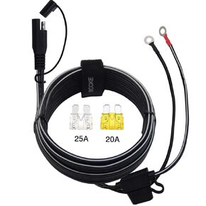 12FT 14AWG Ring Terminal to SAE Harness Quick Connect/Disconnect Assembly, 20A Fuse