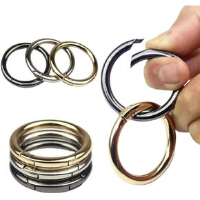 8pcs Spring O Ring, Spring O Rings Snap zinc Alloy Round Carabiner Keyrings Four Sizes are Suitable for Bags, Key Rings, Wallets and Handbags.wurenji (Gun Black)