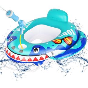 Shark Pool Floats Kids with Water Gun Inflatable Pool Floaties for Toddlers 3-5 Pool Toys with Seat Outdoor Water Games for Kids