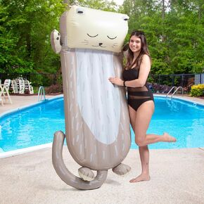 Giant Inflatable Otter Pool Float- Measures Over 5 1/2 FT Long- Built for Lounging w Elevated Headrest- Swimming Lounger Chair for Kids & Adults-Thick Durable PVC- Animal Floaty Beach Party, Xmas Gift