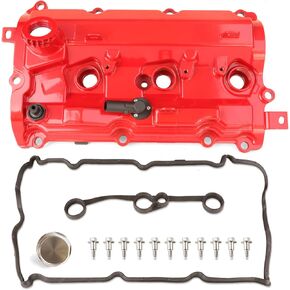 Red Aluminum Engine Valve Cover Left Side 2 Door Compatible with 2009-2020 Nissan 370Z 3.7L V6 Replace 13264-EY01B 13264-EY01D