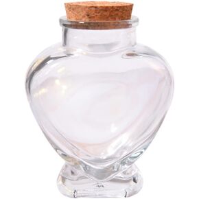 Elandy 75ml/2.5oz Transparent Heart-Shaped Glass Bottle with Cork Stoppers Message Wish Bottle Wedding Favor Jar for DIY Art Crafts Projects Decoration Party Supplies