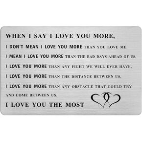 Steel Wallet Cards Insert, Permanent Engraving Card, Anniversary Card Gifts for Boyfriend Girlfriend, Birthday for Him, Soulmates, Men's Valentines, Love Message Cards
