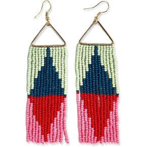 INK+ALLOY Beaded Earrings for Women Dangling, Brooke Long Seed Bead Fringe Statement Boho Earrings, Hypoallergenic Handmade Jewelry for the Modern Bohemian, 4.25-Inch Length