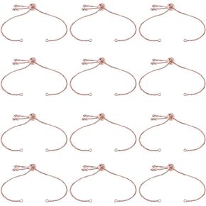 1 Box 12Pcs Slider Chain Bracelets Adjustable Slider Bracelet Brass Extender Chains with Rhinestone Ball End Rose Gold Slider Bracelet Findings for Jewelry Making Chains Supplies DIY Bracelet