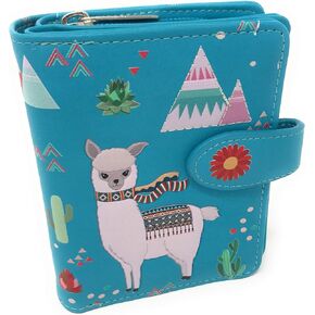 Shag Wear Llama Small Animal Wallet for Women and Teen Girls Vegan Faux Leather Teal 4.5"