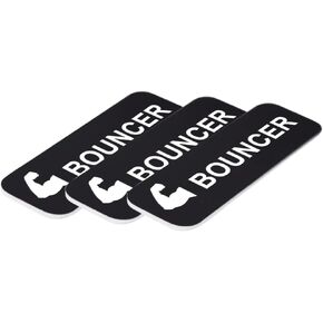 Bouncer (Bicep) 1 x 3" Name Tag/Badge, Black, (3 Pack)