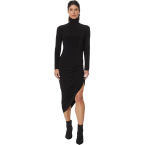 Norma Kamali Women's Long Sleeve Turtleneck Side Drape Dress