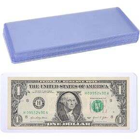 Prasacco 6 Packs Clear Dollar Bill Sleeves, PVC Dollar Bill Holder Currency Holder Currency Bill Display Bills Protector Storage Cases Dollar Bill Protector Sleeve for Bills Banknotes Money Case