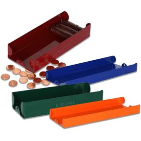 BankSupplies Coin Trays | Metal Money Tray | Money Organizer Complete Set | Color Coded to Federal Reserve Standards | Penny, Nickel, Dime, Quarter | Stackable Sorting Trays