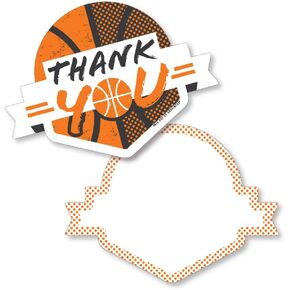 Big Dot of Happiness Basketball - Let the Madness Begin - Shaped Thank You Cards - College Basketball Party Thank You Note Cards with Envelopes - Set of 12