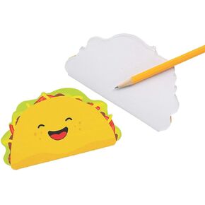 Happy Taco Shaped Notepads - Set of 24 - School, Taco and Cinco De Mayo Party Supplies