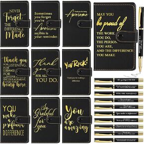 Leather Journal Notebook Thank You Gifts Inspirational Journals with Ballpoint Pens Bulk Encouragement Notepad for School Teacher Nurse Office Employee Coworker (Appreciation Sign,10 Sets)