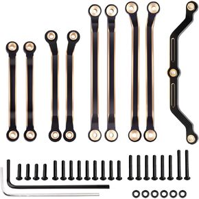 Brass Steering Links and High Clearance Suspension Chassis Links Set for 1/18 Traxxas Crawler TRX4M Bronco Defender 4WD Upgrade Parts(Black)