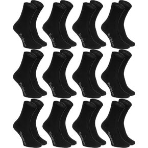 6 or 12 pairs of COTTON Socks Black or White, Casual Style, produced in Europe