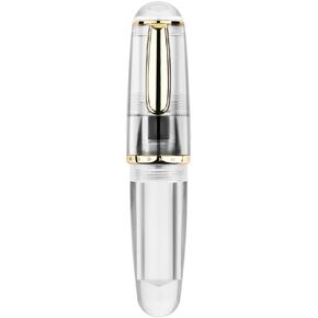 MAJOHN Q1 Mini Eyedropper Filling Fountain Pen, Iridium Nib Pocket Pen with Gift Box, Palm Short Writing Set for Travel (Transparent, Fine Nib 0.5mm)