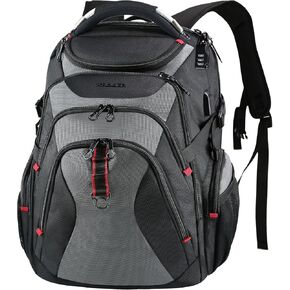 KROSER Travel Laptop Backpack 17.3 Inch XL Computer Backpack with Hard Shell Saferoom RFID Pockets Water-Repellent Business College Daypack Stylish Bag for Men/Women-Black