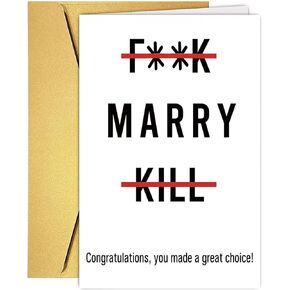 Funny Wedding Card for Couples Friend, Humor Congratulations Card For Newly Married or Engaged Couple, Wedding Gift For Bride, Wedding Engagement Card For Newlyweds