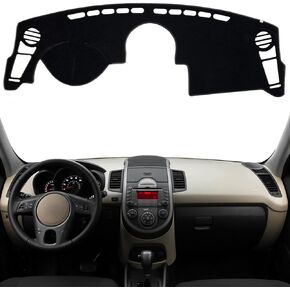 KEYOOG Dashboard Cover Dash Mat Fit for K-ia Soul 2013-2010 (for Left Hand Drive),Car Dash Board Mat Anti-Glare Carpet,Non-Slip Pad Sunshield Protector (Black)