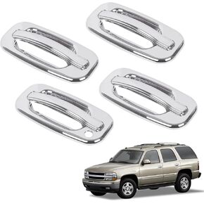 RANSOTO Chrome Exterior Door Handle Covers Compatible with 1999-2006 Chevrolet Silverado Tahoe Suburban Avalanche, 1999-2006 GMC Yukon Sierra, 2002-2006 Cadillac Escalade
