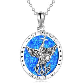 YFN Sterling Silver St Michael/St Christopher/Jesus/Virgin Mary Necklace for Men Women Catholic/Protector/Talisman Michael Archangel Medal Necklace Jewelry 18+2"