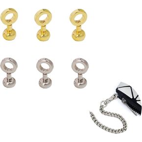 6 Pieces Zipper Insert Buckle Bag Chain Strap Connective Clip Buckle Zipper Gap Buckle Ball Studs Rivets O/D Ring Metal Buckle Connective Buckle for Leather Crossbody Purse Craft