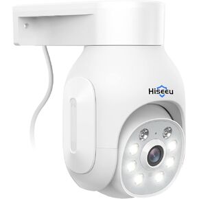 Hiseeu 2K Security Camera Wireless Outdoor,3MP Color Night Vision WiFi Home Camera Pan&Tilt 360°,Motion Detection,Siren/Motion/Light Alarm,2-Way Audio,IP66 Weatherproof,Work with Alexa